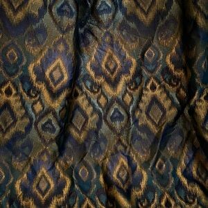 Custom drapery pair (2) peacock blue and gold